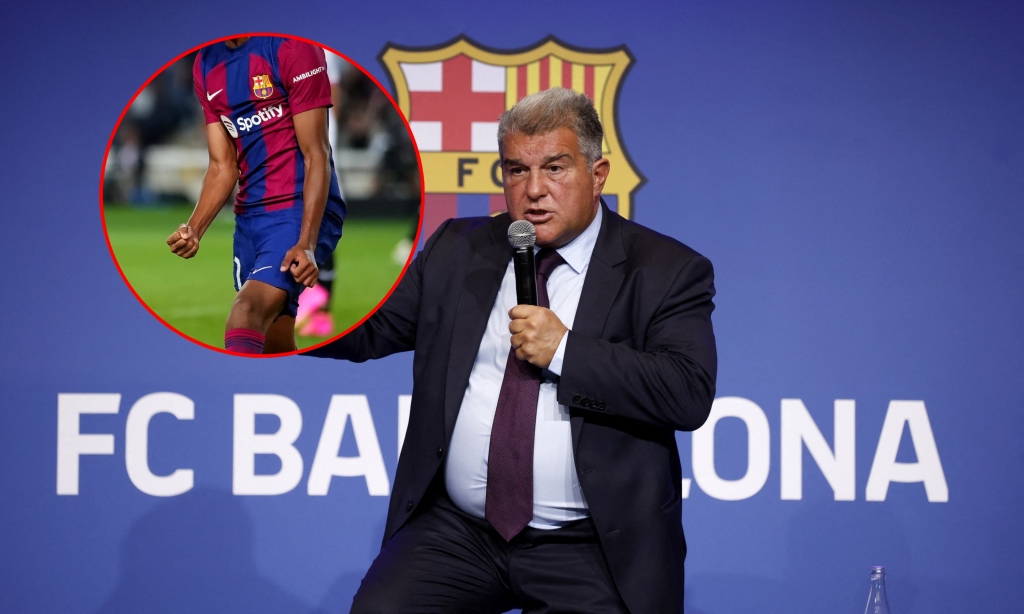Joan Laporta y la nueva camiseta del FC Barcelona